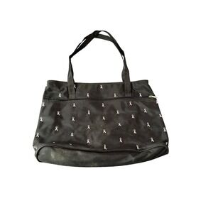 the breast cancer site black purse with pink awareness ribbons tote shoulder bag